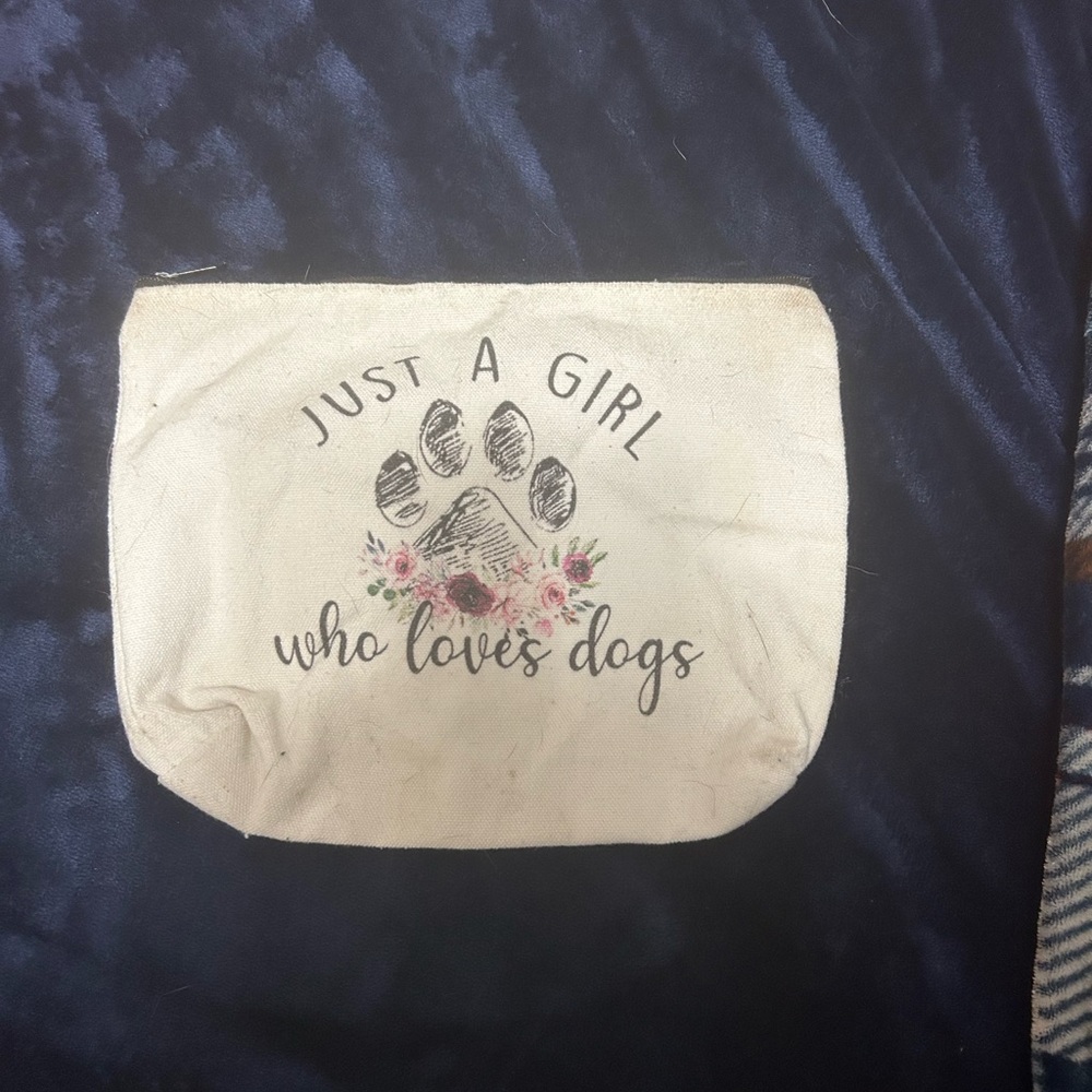 Just a Girl Dog Lover Pouch - Cream